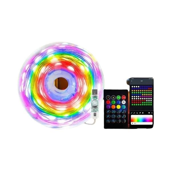 Imagem de Dream Color 20m Usb Led Luzes De Corda Bluetooth Música App Rgbic Endereçável Luzes De Fadas Festa