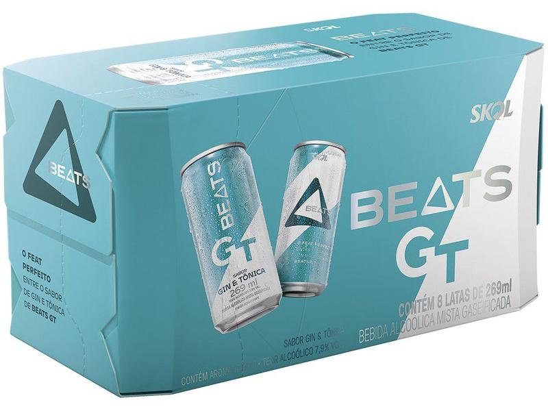 Imagem de Drink Pronto Beats Drinks GT Sabor Gin e Tônica 269ml Lata 8 Unidades