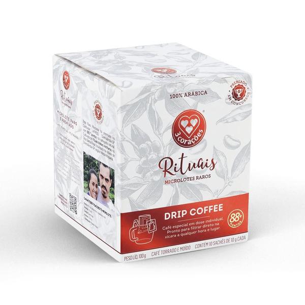 Drip Coffee Rituais Microlote Premiado 88+ pontos - 3 Corações Imagem de Drip Coffee Rituais Microlote Premiado 88+ pontos