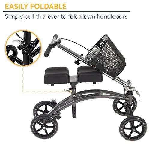 Imagem de Drive Medical 796 Dual Pad Joelho Caminhante Direcionável com Cesta, Scooter Joelho