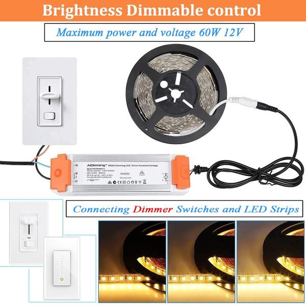 Imagem de Driver led 12v DC 60w Operação Silenciosa Universal Regulada 12v Transformadora dimmable Entrada/isolamento de saída levou transformador dimmable para led Light