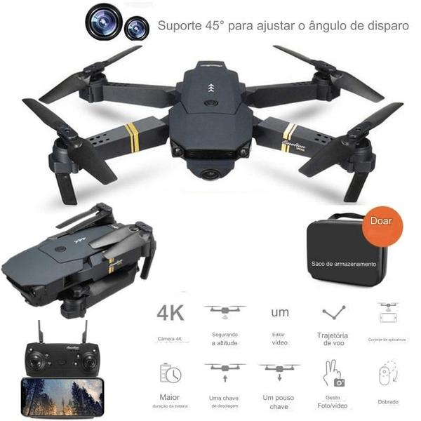 Imagem de Drone com Câmera 4K HD E58 2024 Voo 360 Sem Cabeça WiFi 2.4G