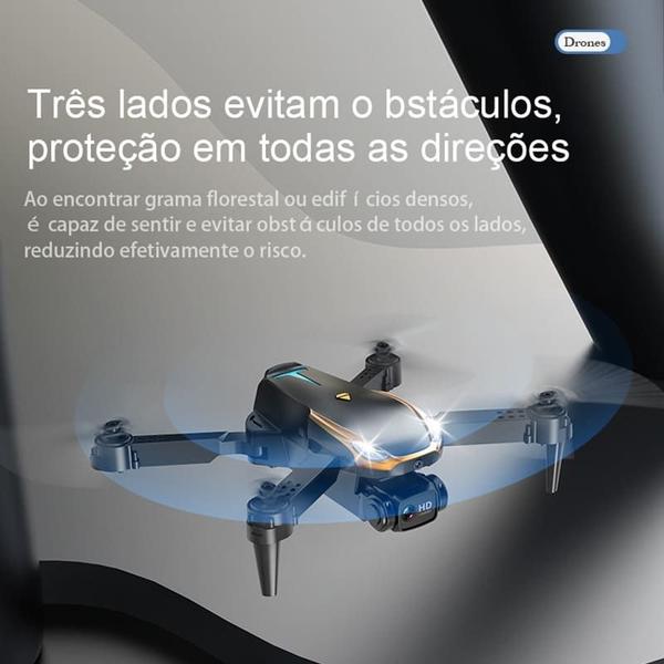 Drone com Duas Câmeras 4K M8 Wifi Sensor 360 Anti Obstáculos - RC Imagem de Drone com Duas Câmeras 4K M8 Wifi Sensor 360 Anti Obstáculos