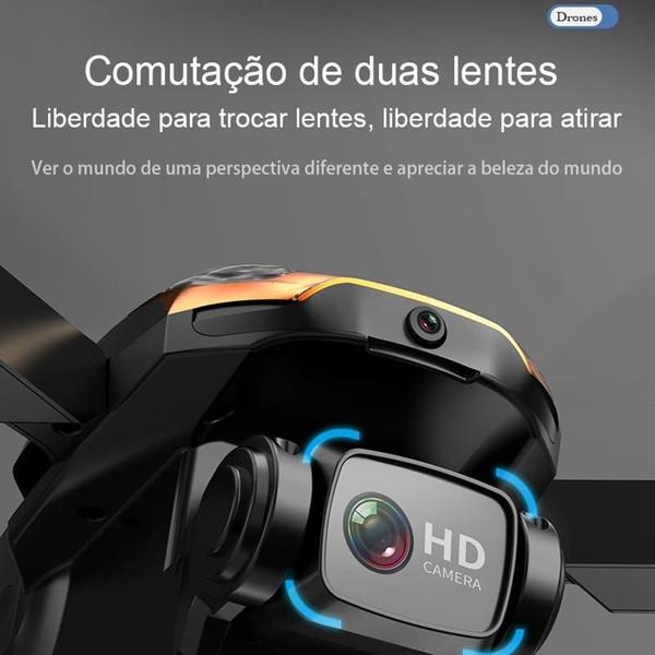 Drone com Duas Câmeras 4K M8 Wifi Sensor 360 Anti Obstáculos - RC Imagem de Drone com Duas Câmeras 4K M8 Wifi Sensor 360 Anti Obstáculos