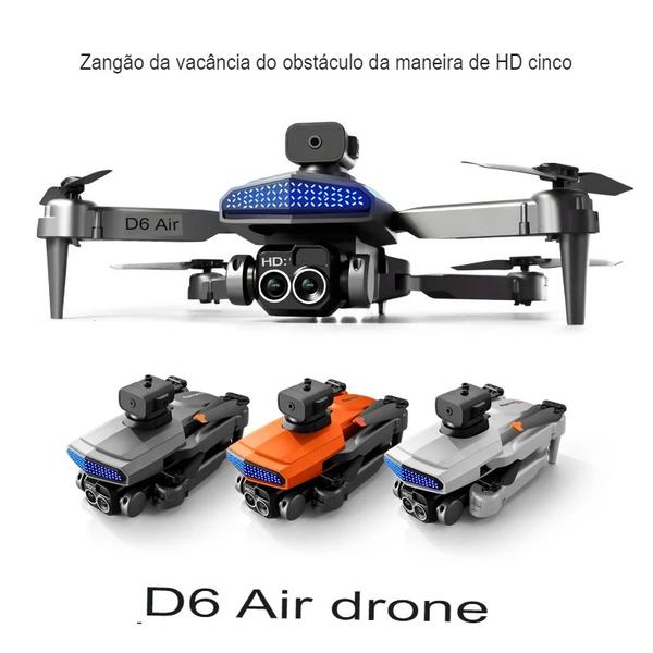 Imagem de Drone D6 Mini, Kit 1 à 3 Baterias Câmera 4K HD Professional  Fotografia Aérea Quadcopter Dobrável, Evitar Obstáculos,