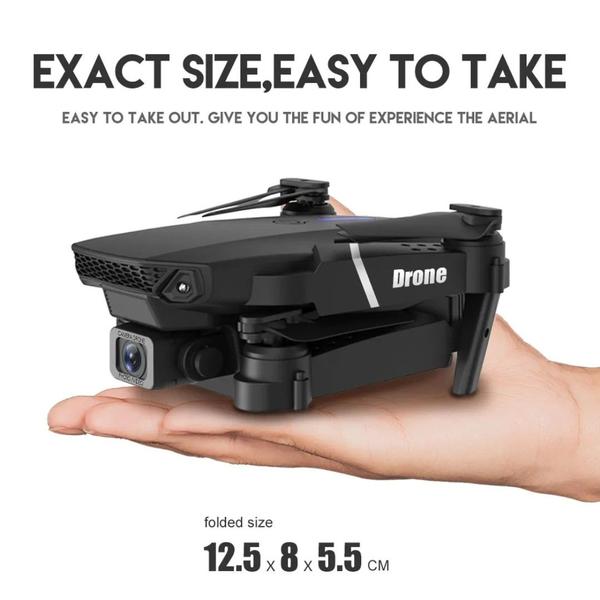 Drone E88 Pro 4k HD 2 Camera 3 baterias com Bolsa - opsshopping.online Imagem de Drone E88 Pro 4k HD 2 Camera 3 baterias com Bolsa