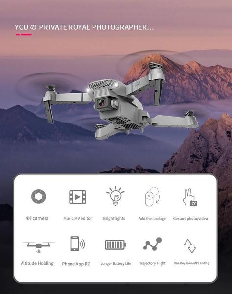 Imagem de Drone E88 Pro Câmera 1080P Wi-Fi Celular Com Bolsa