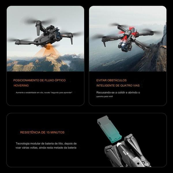 Drone K10 Max Pro + Oculos VR -1 Bateria, 3 Câmeras Ajustáveis 8K HD, Video/Foto, Wifi, Bag - DronePro Imagem de Drone K10 Max Pro + Oculos VR -1 Bateria, 3 Câmeras Ajustáveis 8K HD, Video/Foto, Wifi, Bag