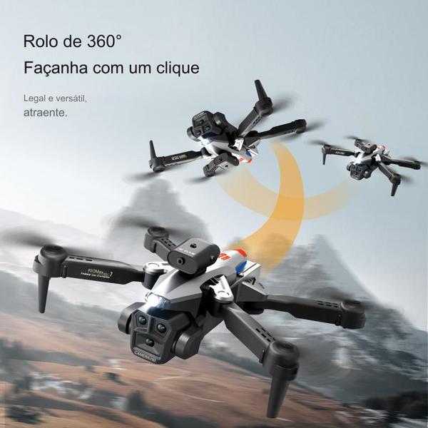 Imagem de Drone K10 Max Pro + Oculos VR - Kit 2 Baterias, 3 Câmeras Ajustáveis 8K HD, Video/Foto, Wifi, Bag