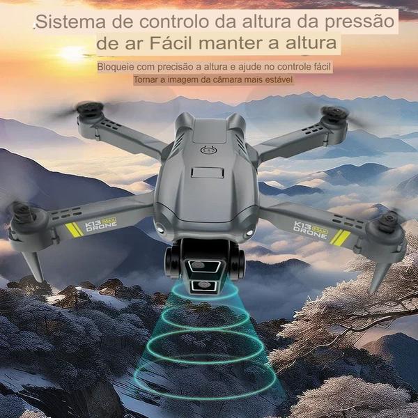 Imagem de Drone K13 Kit 1 à 4 Baterias com Câmera HD, Conexão Novo e Avançado