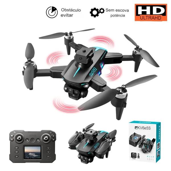 Imagem de Drone KY605S com Tela, Câmera 8K 2 Baterias Motor Brushless e Evitação de Obstáculos