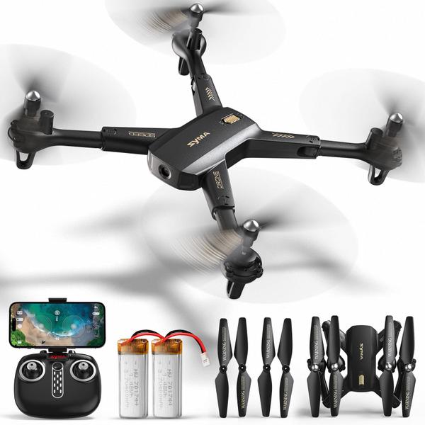 Imagem de Drone SYMA com câmera 1080P, câmeras FPV HD, brinquedos de controle remoto, quadricóptero RC, helicóptero, presentes para meninos, meninas, adultos, iniciantes com retenção de altitude, modo sem cabeça, One Key Start, 3D Flips, 2 baterias