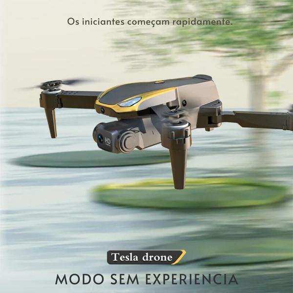 Imagem de Drone Tesla model 2 câmeras suporte Full HD sensor de obstáculo cenas aéreas foco e ajuste automático de estabilização