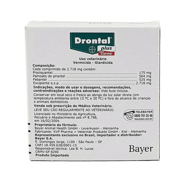 Imagem de Drontal Plus Carne Cães 35kg 2 comp Bayer vermífugo oral