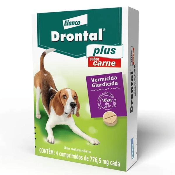 Imagem de Drontal Plus para Cães de 10 kg Sabor Carne 4 Comprimidos