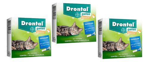 Imagem de Drontal Spoton 0,70ml Para Gatos De 2,5kg À 5kg Vermifugo