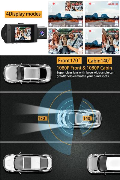 Imagem de Dual Dash Cam Yansoo FHD 1080P frontal e interna para carros