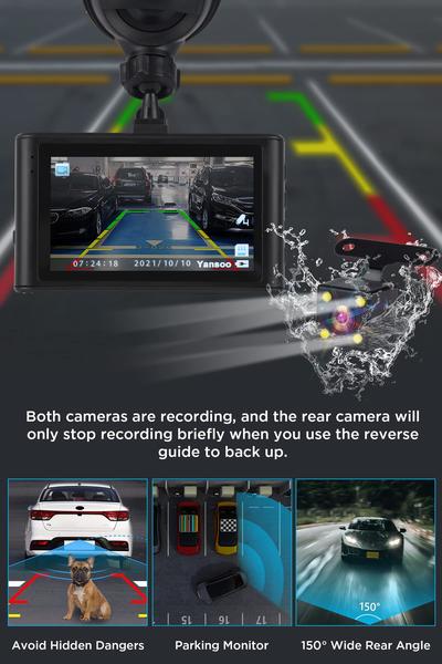 Imagem de Dual Dashcams Yansoo 1080P Super Night Vision para carros