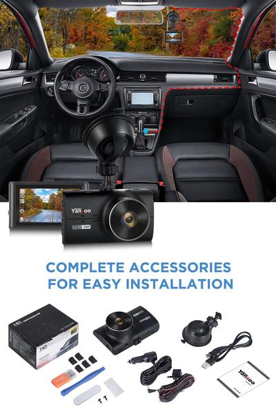 Imagem de Dual Dashcams Yansoo 1080P Super Night Vision para carros