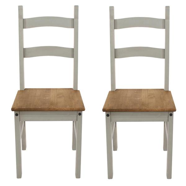Imagem de Duas Cadeiras de Madeira Cinza Lavado