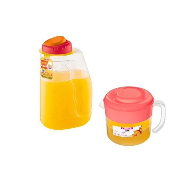 Duas jarras de suco Sanremo plásticas multiuso cozinha Imagem de Duas jarras de suco Sanremo plásticas multiuso cozinha