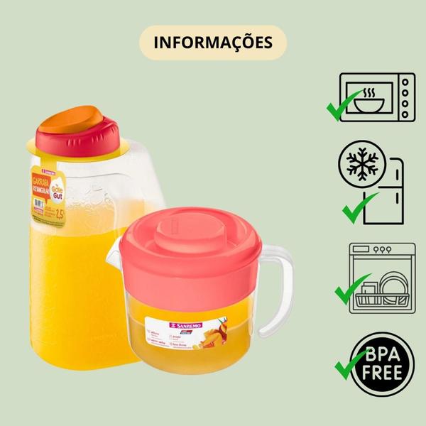 Duas jarras de suco Sanremo plásticas multiuso cozinha Imagem de Duas jarras de suco Sanremo plásticas multiuso cozinha