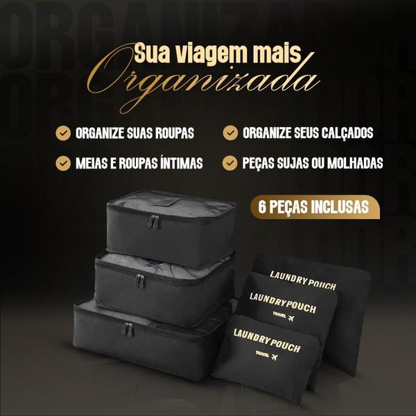 Imagem de Duas Malas Médias 23kg 69x49x31cm Em ABS com Rodas 360, Expansível, Cadeado Fixo e Garantia Vitalícia Sestini Com Kit Organizador Incluso