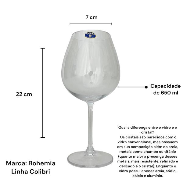 Imagem de Duas unidades de taças vinho tinto - 650ml - cristal bohemia