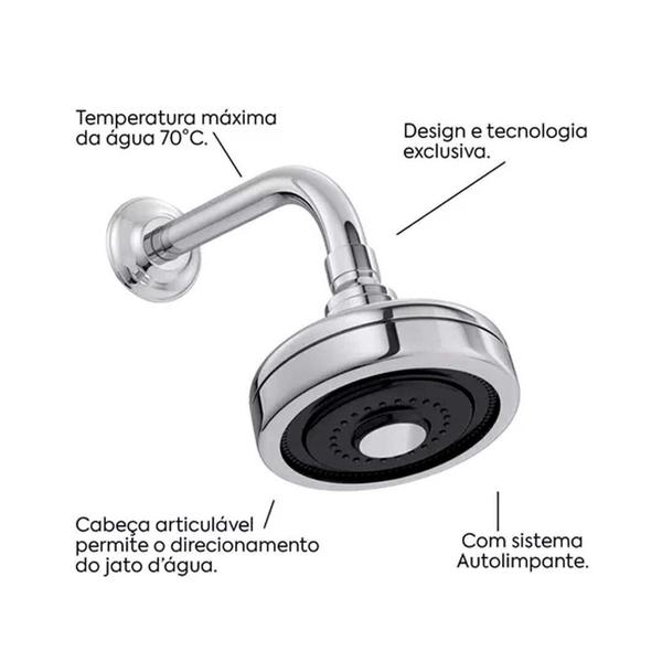 Imagem de Ducha Auto-limpante Cromado Abs com Cano Inox Cromado