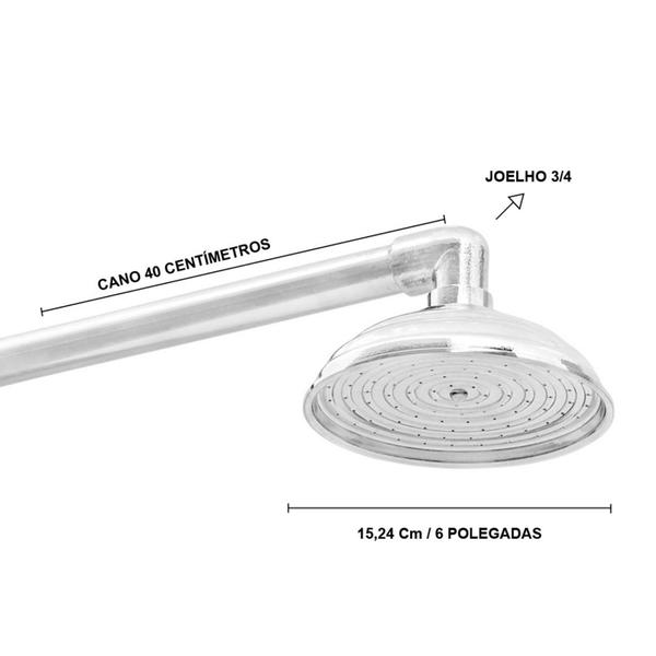 Imagem de Ducha Chuveirao Cascata em Aluminio Polido Alto Brilho de 6 Polegadas Cd Atacarejo