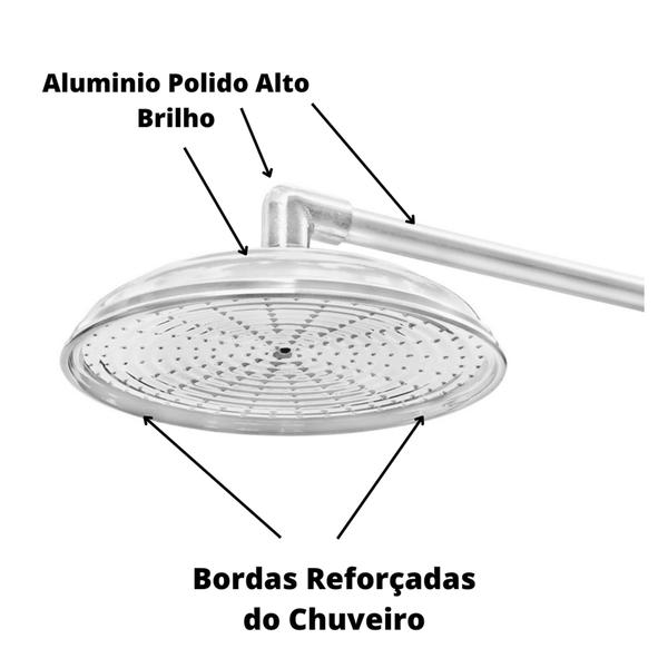 Imagem de Ducha Chuveirão Cascata em Aluminio Polido Alto Brilho Luxo de 12 Polegadas 
