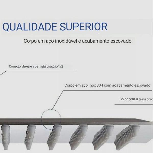 Imagem de Ducha Chuveiro 20X20 Slim Inox Com Braço 30 Cm Solar Gás