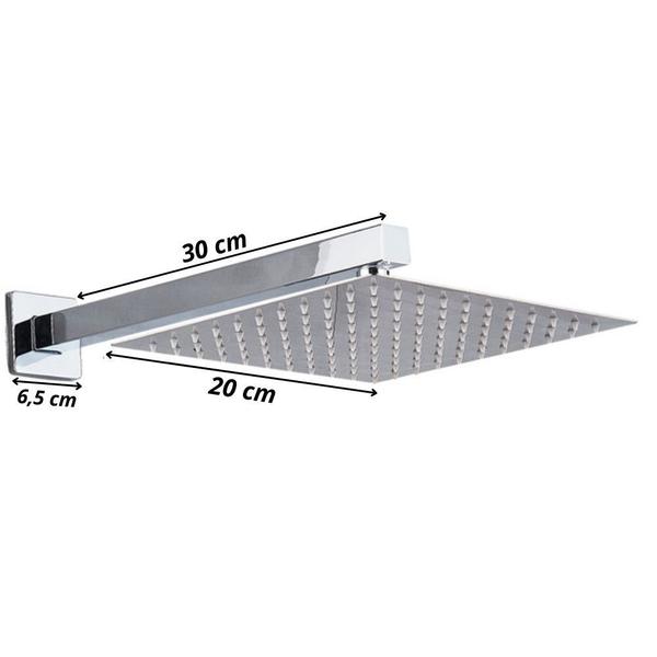 Imagem de Ducha Chuveiro 20x20 Slim Inox Com Braço 30 Cm Solar Gás