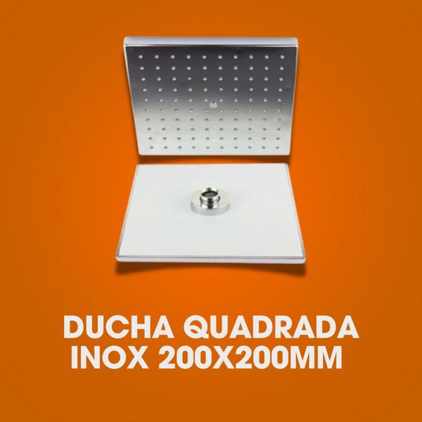 Imagem de Ducha Chuveiro 20x20 Slim Inox Com Braço 40cm Solar Gás