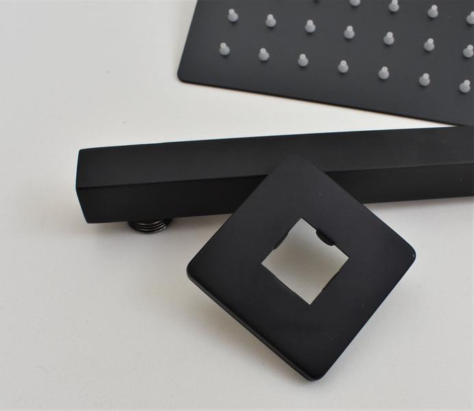 Imagem de Ducha Chuveiro 25 cm em Inox 201 Black Matte com Braço Quadrado Preto Fosco