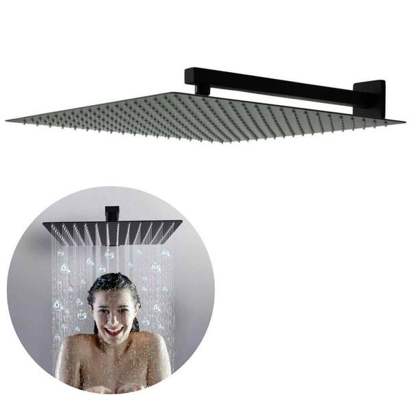 Ducha Chuveiro 30X30 Black Fosco Slim Inox Com Braço 38 Cm - Deckasa Imagem de Ducha Chuveiro 30X30 Black Fosco Slim Inox Com Braço 38 Cm