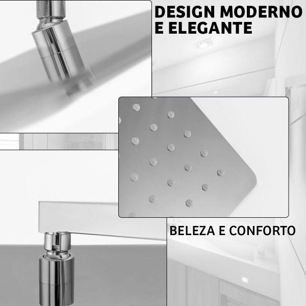 Ducha Chuveiro 30x30 Inox Com Braço 40cm Solar Gás Piscina - Swanton Imagem de Ducha Chuveiro 30x30 Inox Com Braço 40cm Solar Gás Piscina