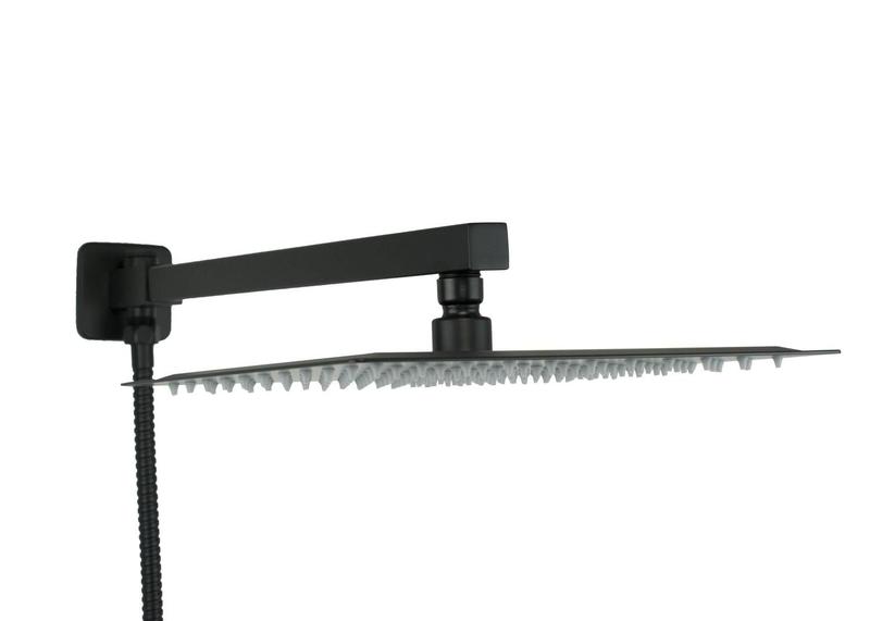 Ducha Chuveiro Black inox 25x25 cm Com Desviador e Ducha Manual Quadrada - AMG Metais Imagem de Ducha Chuveiro Black inox 25x25 cm Com Desviador e Ducha Manual Quadrada