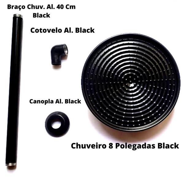 Ducha Chuveiro Cascata em Aluminio Polido Alto Brilho de 8 Polegadas Black Piano Luxo - Foglietto Imagem de Ducha Chuveiro Cascata em Aluminio Polido Alto Brilho de 8 Polegadas Black Piano Luxo