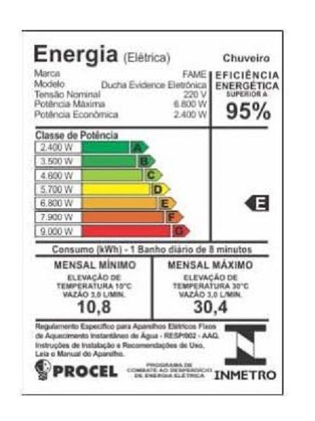 Imagem de Ducha Chuveiro Fame Evidence Eletronico 220v 6800w