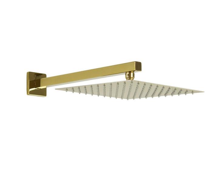 Ducha Chuveiro Golden 25x25 Slim Inox Com Braço 36 Cm - AMG Metais Imagem de Ducha Chuveiro Golden 25x25 Slim Inox Com Braço 36 Cm