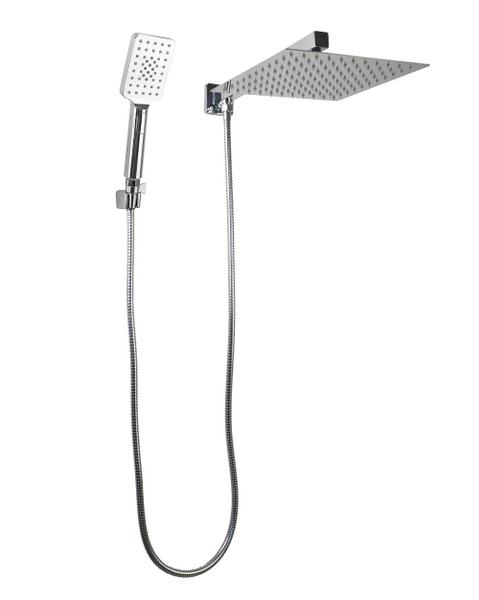 Ducha Chuveiro Inox 25x25 cm com Ducha Manual em ABS com Trava - AMG Metais Imagem de Ducha Chuveiro Inox 25x25 cm com Ducha Manual em ABS com Trava