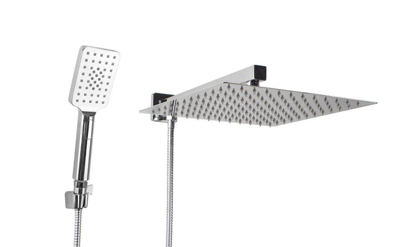 Ducha Chuveiro Inox 30x30 cm com Ducha Manual em ABS com Trava - AMG Metais Imagem de Ducha Chuveiro Inox 30x30 cm com Ducha Manual em ABS com Trava