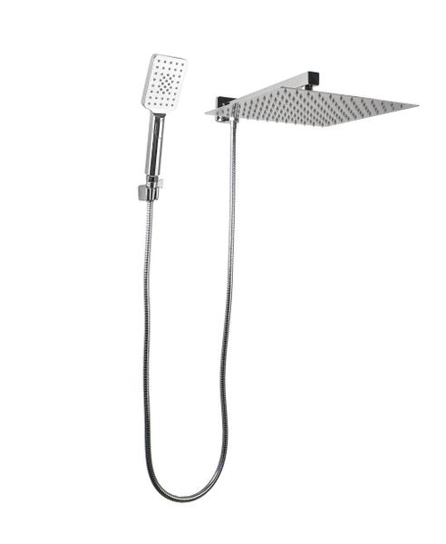 Ducha Chuveiro Inox 30x30 cm com Ducha Manual em ABS com Trava - AMG Metais Imagem de Ducha Chuveiro Inox 30x30 cm com Ducha Manual em ABS com Trava