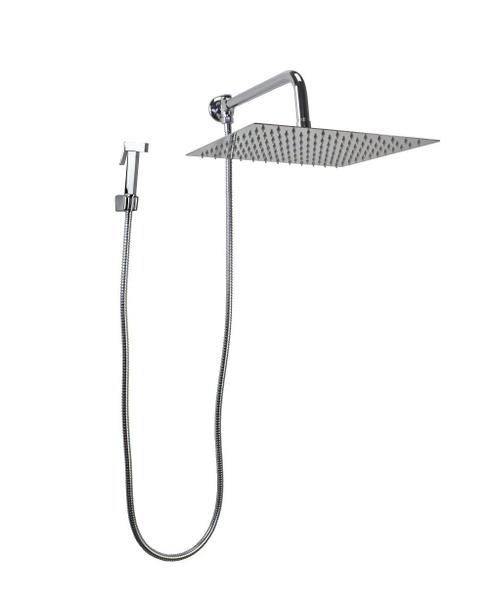 Ducha Chuveiro Inox 30x30 cm com Ducha Manual em Metal - AMG Metais Imagem de Ducha Chuveiro Inox 30x30 cm com Ducha Manual em Metal