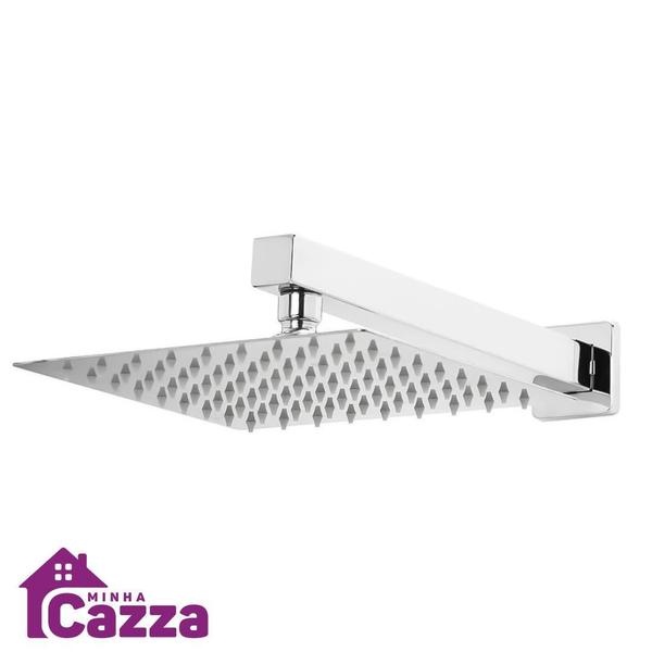 Imagem de Ducha Chuveiro Inox Quadrada 20X20 Braço 40Cm Luxo Cod-650