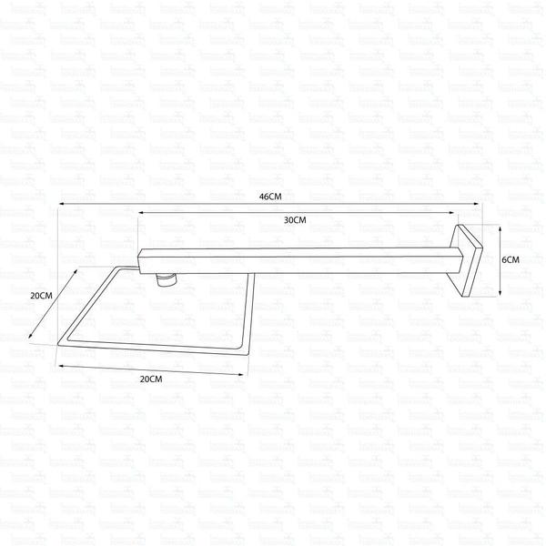 Imagem de Ducha Chuveiro Quadrada 20x20 cm Com Braço Quadrado 30 cm Inox 7805