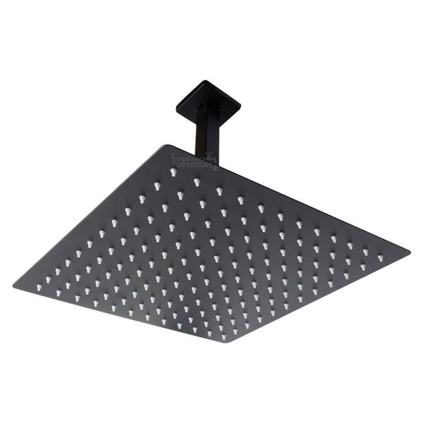 Imagem de Ducha Chuveiro Quadrada Inox 30x30cm Com Braço de Teto Quadrado 20cm Black 7815