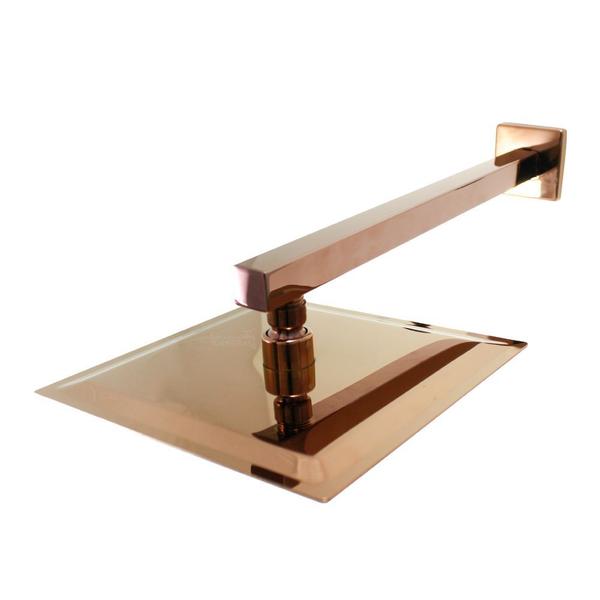 Imagem de Ducha Chuveiro Quadrada Rose Gold 20x20 + Braço 38 cm 7772