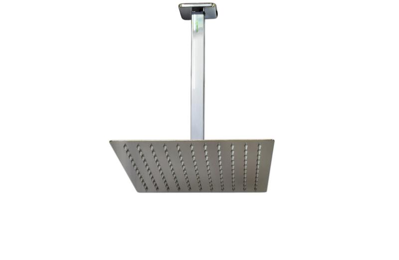 Imagem de Ducha Chuveiro Quadrada Slim 25x25 cm Inox 201 com Braço de Teto com 40 cm Cromado